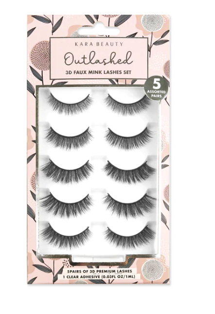 OUTLASHED 3D FAUX MINK LASHES 5 ASSORTED PAIRS KA5206